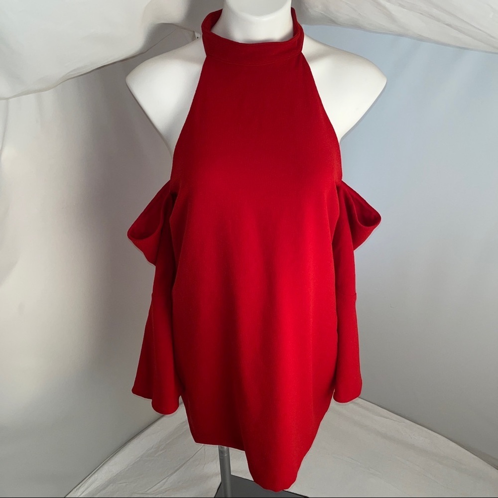 Backstage red cold shoulder blouse L